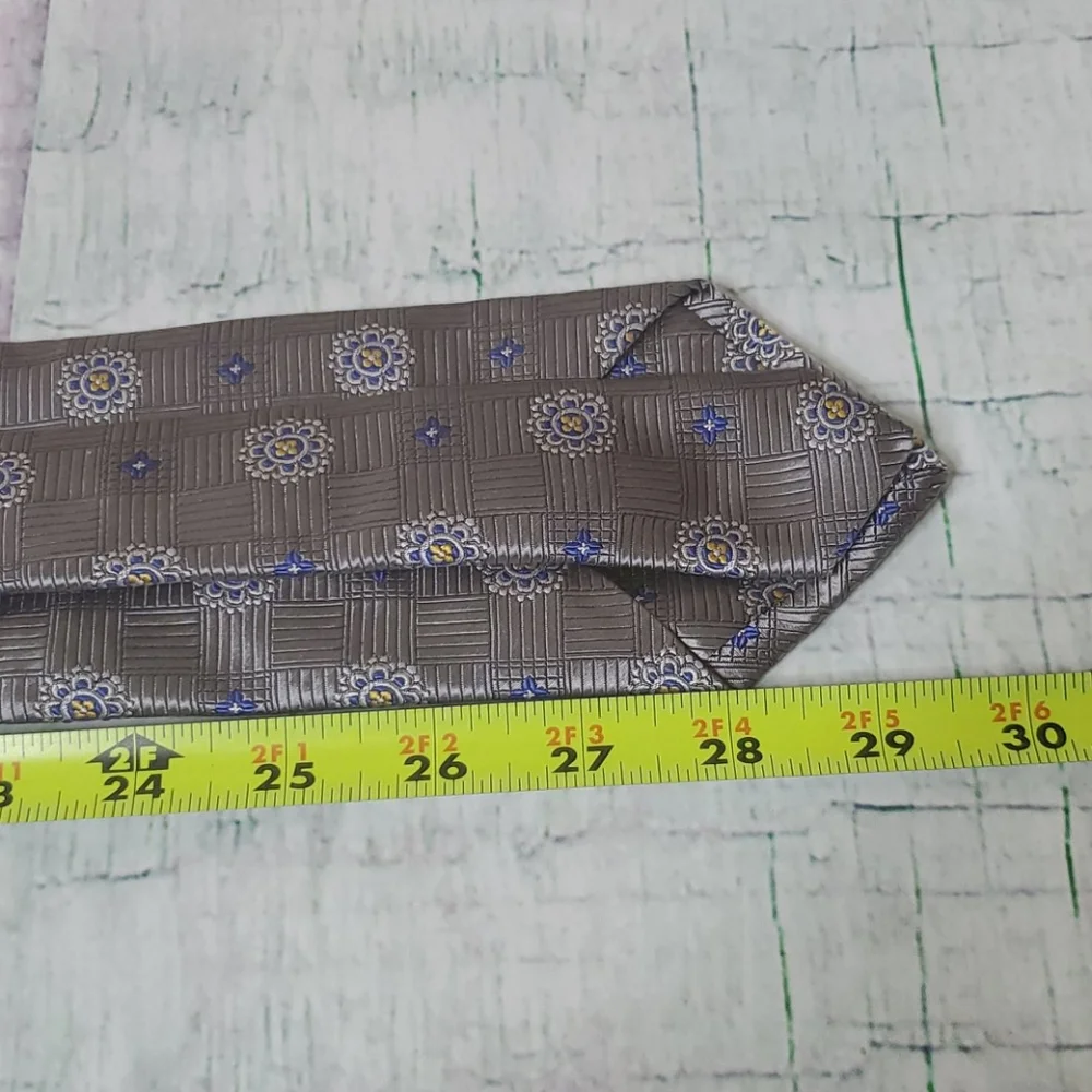Jos. A. Banks Floral Print Gray Necktie